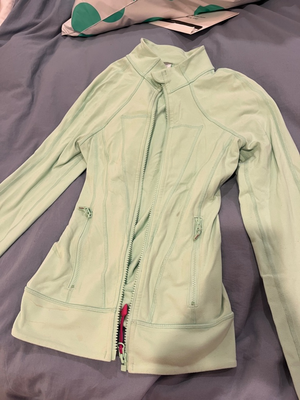 Women's Mint Green Zip-Up Jacket